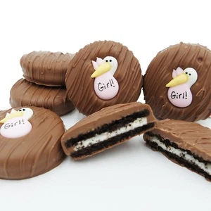 Philadelphia Candies Pink Stork (It's a Girl!) Milk Chocolate OREO® Cookies Gift - Picture 1 of 1
