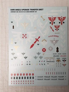 Dark Angels Upgrade Transfer Sheet 2024, 10th Ed Decals, Space Marines, 40K, GW - Picture 1 of 1