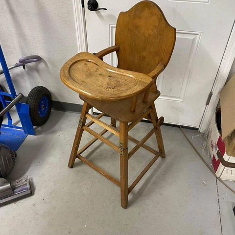 vtg Solid Wood Convertible Folding Baby High Chair Stroller Rustic Victorian -HN Cover