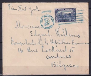 DOMINICAN REPUBLIC 1929 Cover Sto Domingo to Belgium / Interesting !!!! - Picture 1 of 2
