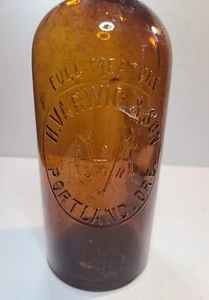 PRE PROHIBITION PORTLAND OREGON EARLY EMBOSSED BEER LIQUOR BOTTLE H VARWIC & SON - Picture 1 of 8