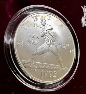 1992 US Olympic Baseball & Gymnast 2 Coin Uncirculated Set Silver Dollar & Half - Picture 1 of 10