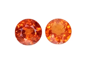 1,67 kt Rot Orange Natürlicher Spessartit Granat Rundschliff 2 Stck. Lose Edelsteine - Bild 1 von 2