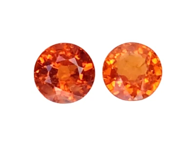 1.67CTS Rojo Naranja Natural Espesartita Granate Corte Redondo 2 piezas Piedras Preciosas Sueltas Foto 1 de 2