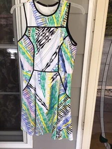 Shoshanna 97% Cotton Flare Size 6 Dress Lined Sleeveless Multicolors Size 8 - Picture 1 of 9