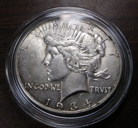 1934 P Peace Silver Dollar! KEY Date! AU- Nice Looking Coin! Great Deal! E26 Cover