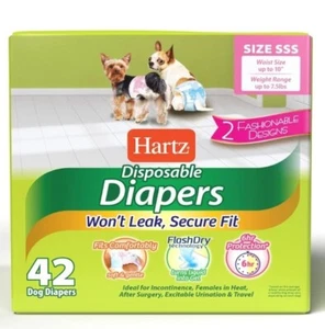 Disposable Dog Diapers 42 Count, Up To 7.5 Lbs Hartz brand - Picture 1 of 1