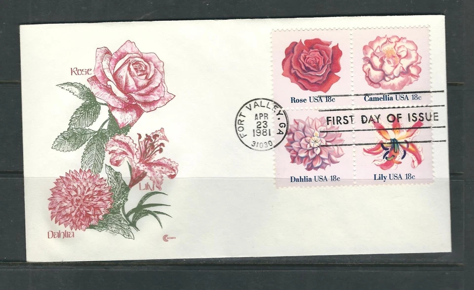 Us SC # 1879a Flowers FDC .  Cachet Craft - Image 1 of 1