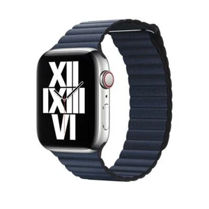 Véritable Apple 44mm/45mm/46mm Cuir Boucle Montre Bracelet Grand - Diver Bleu - Photo 1 sur 7