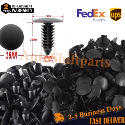 100X 8mm Bumper Clips Auto Car Hole Plastic Rivets Fastener Fender Push Pin NEW - Image 1 of 4