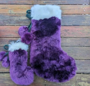 Love Your Melon Purple Fluffy Furry Christmas Large & Mini Stockings Set - Picture 1 of 4