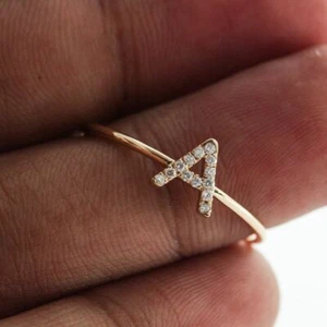 VS/F-G Diamond 14K Gold Name Initials Personalised Ring - The Jewelz - Picture 1 of 10