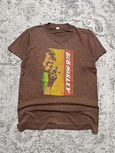Camiseta Bob Marley Rara Original Años 70 Vintage Marrón Mediana - Imagen 1 de 5