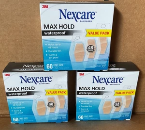 3M Nexcare Max Hold wasserdichte Bandagen, 60 Stück 3er Pack - 180 Gesamtanzahl - Bild 1 von 2
