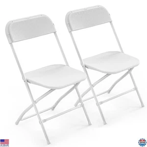 VINGLI 2er-Pack weiße Klappstühle - robuster Kunststoff & Stahl, 350 Pfund Kapazität - Bild 1 von 7