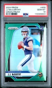 2024 Panini Prizm J.J. McCarthy #400 Green Prizm Rookie PSA 10 - Picture 1 of 3