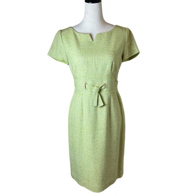Talbots Petites Green Tweed Silk Blend Sheath Dress 8P | - Image 1 of 4