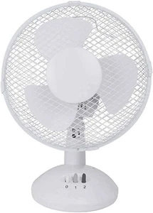 Desk Fan, 9 Inch Oscillating Portable Fan, 2 Speed Adjustable, White - Picture 1 of 1
