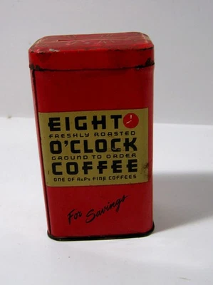 Vintage Eight O'Clock Coffee Tin Bank Advertising - Image 1 of 4