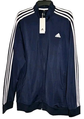 Adidas Hombres 3S TT Tric Multi Deportes Crew Azul Marino Blanco Chaqueta de Pista H46100 talla L Alta Foto 1 de 3