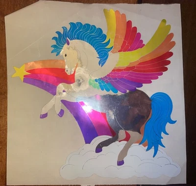 Pegatina Jumbo Estrella Pegaso Mylar Lámina Sandylion Años 80 De Colección Rara  Foto 1 de 4
