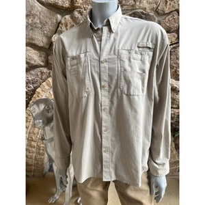 Columbia PFG Beige Button Down Wandern Angeln Langarm Hemd Herren Größe L - Bild 1 von 8