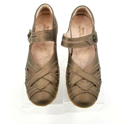 Spring Step Hearts Mary Janes Bronze Leather Women's Shoes Size 39M /8.5 Adj - Image 1 of 4