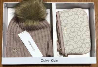 Calvin Klein Bag/Clutch/Purse With Hat Gift Box New With Tags Pink & White - Image 1 of 4