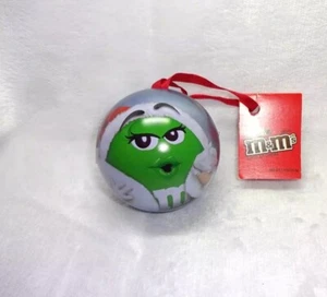 2012 M&M'S Green Girl Ball Shaped Tin Ornament & candy sealed - Picture 1 of 10