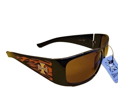 Gafas de sol envolventes Choppers Hot Rod naranja brazo flameante motociclista Foto 1 de 4