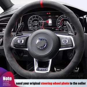 Hand-stitched Suede Car Steering Wheel Cover For Volkswagen Golf R MK7 Polo GTI - Picture 1 of 10