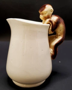 Antique White Ceramic Pitcher With Monkey Handle-marked Germany - Picture 1 of 4