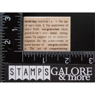 Estampillas de goma Hero Arts D2740 FELIZ CUMPLEAÑOS DEFINICIÓN PALABRAS DE FONDO #2798 Foto 1 de 2