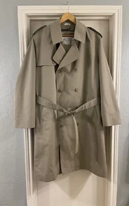 Oleg Cassini Weather Ready Mens Khaki Vtg Removable Liner Trench Coat 44R EUC - Picture 1 of 9