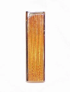 Vintage FLAMEX Goldtone LIGHTER Japan Geometric Engraved Pattern - Picture 1 of 9