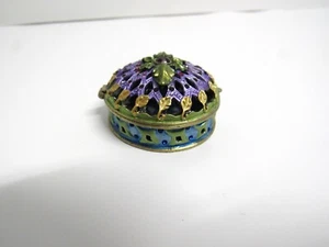 Hinged Trinket Box Jeweled Enameled -EUC - Picture 1 of 9
