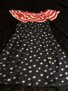 SO White Blue Stars and Red Stripes Sundress Girls Size 12 - Picture 1 of 4