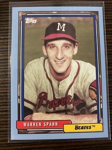 2017 Warren Spahn Topps Archives Blue Border 58/75 Milwaukee Braves Now Atlanta