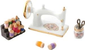 Dolls House Old Fashioned Sewing Machine & Accessories Reutter Accessory 1:12 - Picture 1 of 8