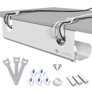 Bounaspace Under Desk Cable Management Tray Long Arm Clamp No Drill - Picture 1 of 6