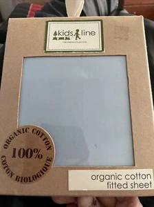 NEW-KIDS LINE Kidsline Blue 100% Organic Cotton Fitted Sheet CRIB - Picture 1 of 2