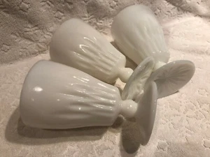 Vintage Hazel-Atlas '38 3 Starlite Opal White Tall Opalescent Ball-Stem Glasses - Picture 1 of 12