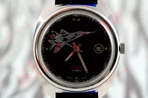 Orologio russo URSS stile militare aereo MIG 29 31 vintage Slava VECCHIO stock NOS - Foto 1 di 7