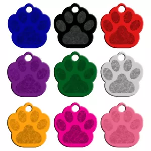 100pcs/lot Paw Glitter Aluminum Custom Dog Tags Disc Personalised Name ID Tags - Picture 1 of 22