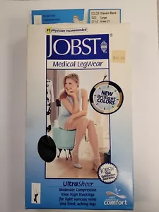 Knee High Ultra Sheer Compression Stockings, Large, Black 15-20mmHg - Picture 1 of 4