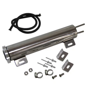 2"x10" Stainless Steel Radiator Overflow Tank Bottle Catch Can AN4 Braided Hose - Picture 1 of 9