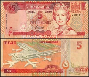 Fiji 5 Dollars, 1995 ND, P-97z, UNC, Replacement - Picture 1 of 1