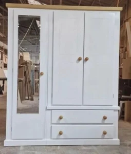 HANDMADE AYLESBURY NEXT WHITE PINE COMBI WARDROBE NO FLAT PACKS CHEAPEST ON EBAY - Picture 1 of 3