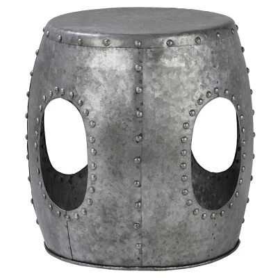 Tavolino per soggiorno rotondo moderno basso da caffè divano argento Ø 38 cm - Immagine 1 di 4