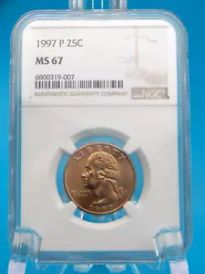1997-P QUARTO WASHINGTON NON CIRCOLATO NGC MS 67 (BT664) - Foto 1 di 3